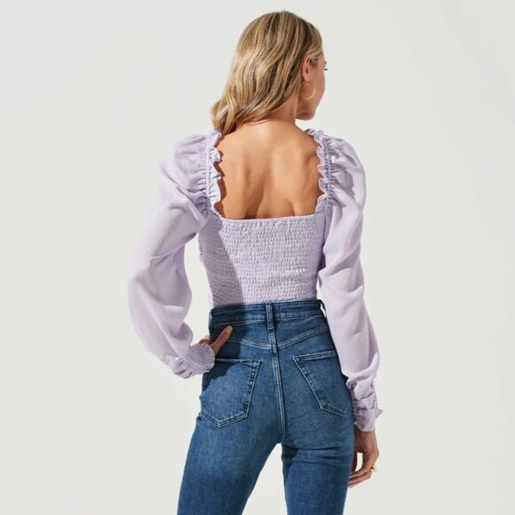 Ruched Puff Sleeve Top - Picture 2 of 6